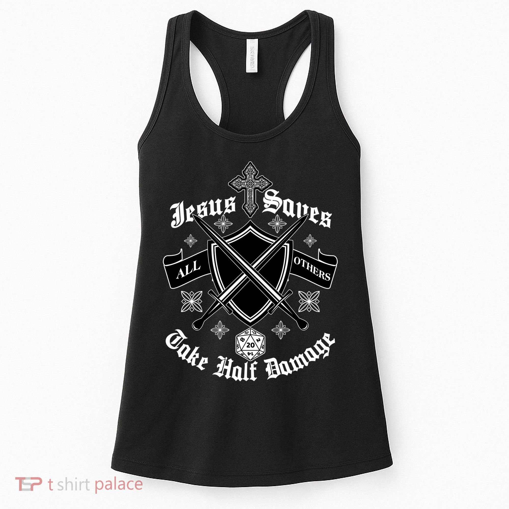 Jesus Saves All Others Take Half Damage DnD Game Women's Tank Top
