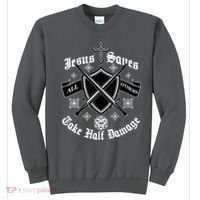 Jesus Saves All Others Take Half Damage DnD Game Sweatshirt thumb 0