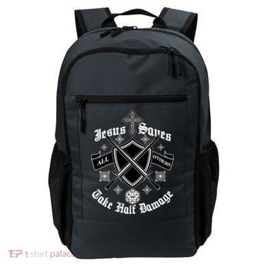 Jesus Saves All Others Take Half Damage DnD Game Backpack