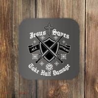 Jesus Saves All Others Take Half Damage DnD Game Coaster thumb 0