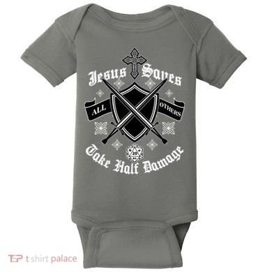 Jesus Saves All Others Take Half Damage DnD Game Baby Bodysuit