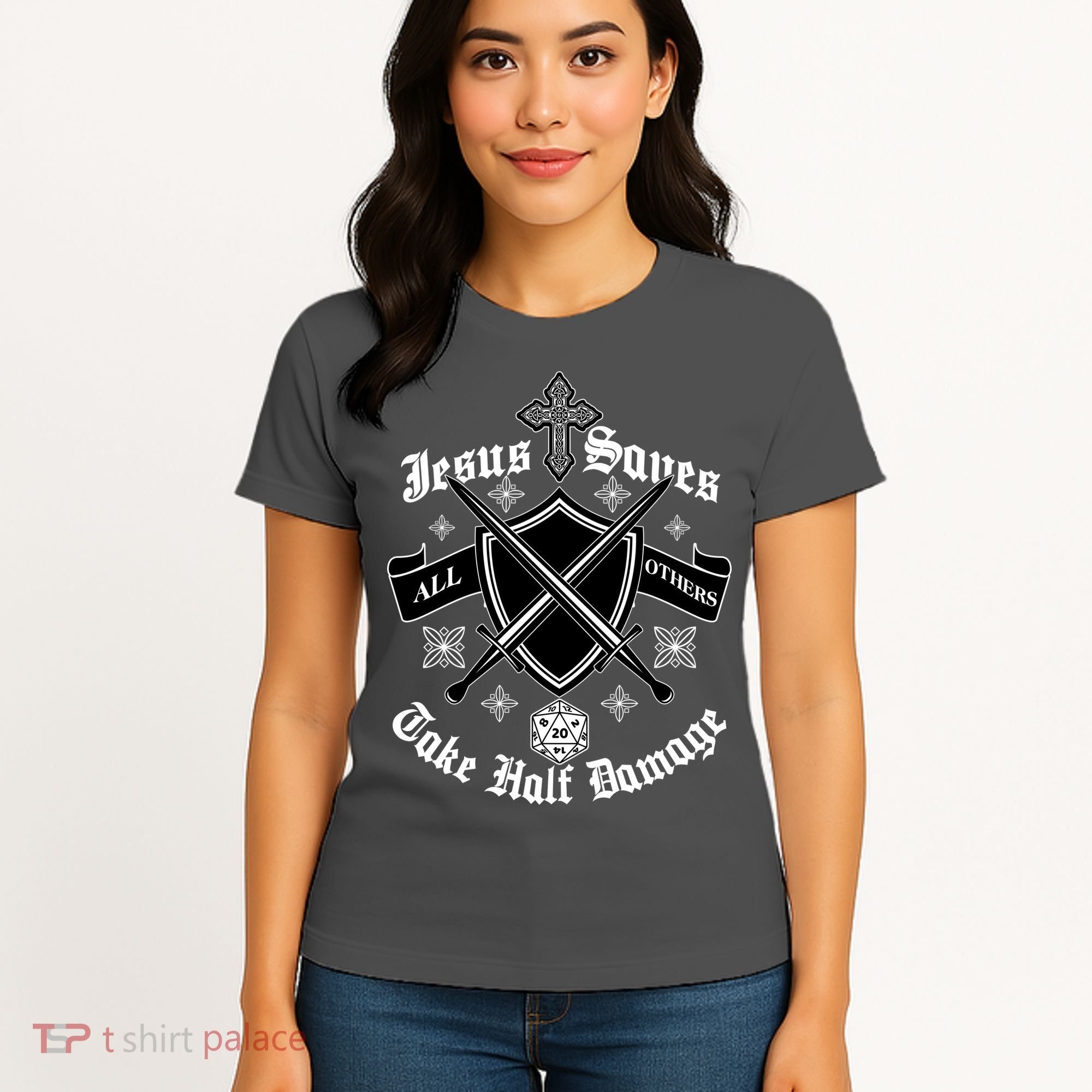 Jesus Saves All Others Take Half Damage DnD Game Women's T-Shirt