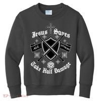 Jesus Saves All Others Take Half Damage DnD Game Kids Sweatshirt thumb 0