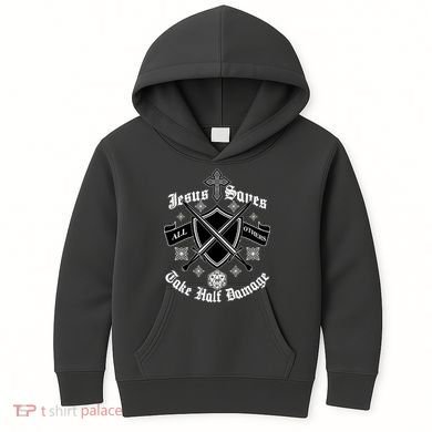 Jesus Saves All Others Take Half Damage DnD Game Kids Hoodie