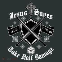 Jesus Saves All Others Take Half Damage DnD Game Kids T-Shirt thumb 4