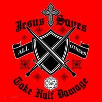 Jesus Saves All Others Take Half Damage DnD Game Santa Hat thumb 1