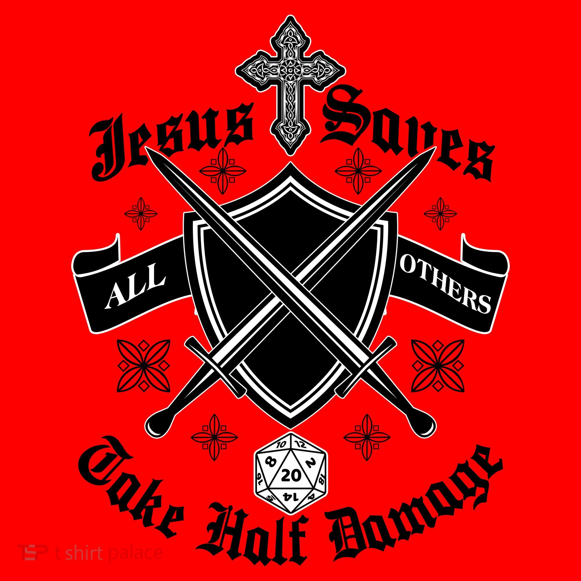 Jesus Saves All Others Take Half Damage DnD Game Santa Hat