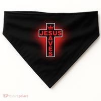 Jesus Saves Christian Faith Cross USA-Made Doggie Bandana thumb 0