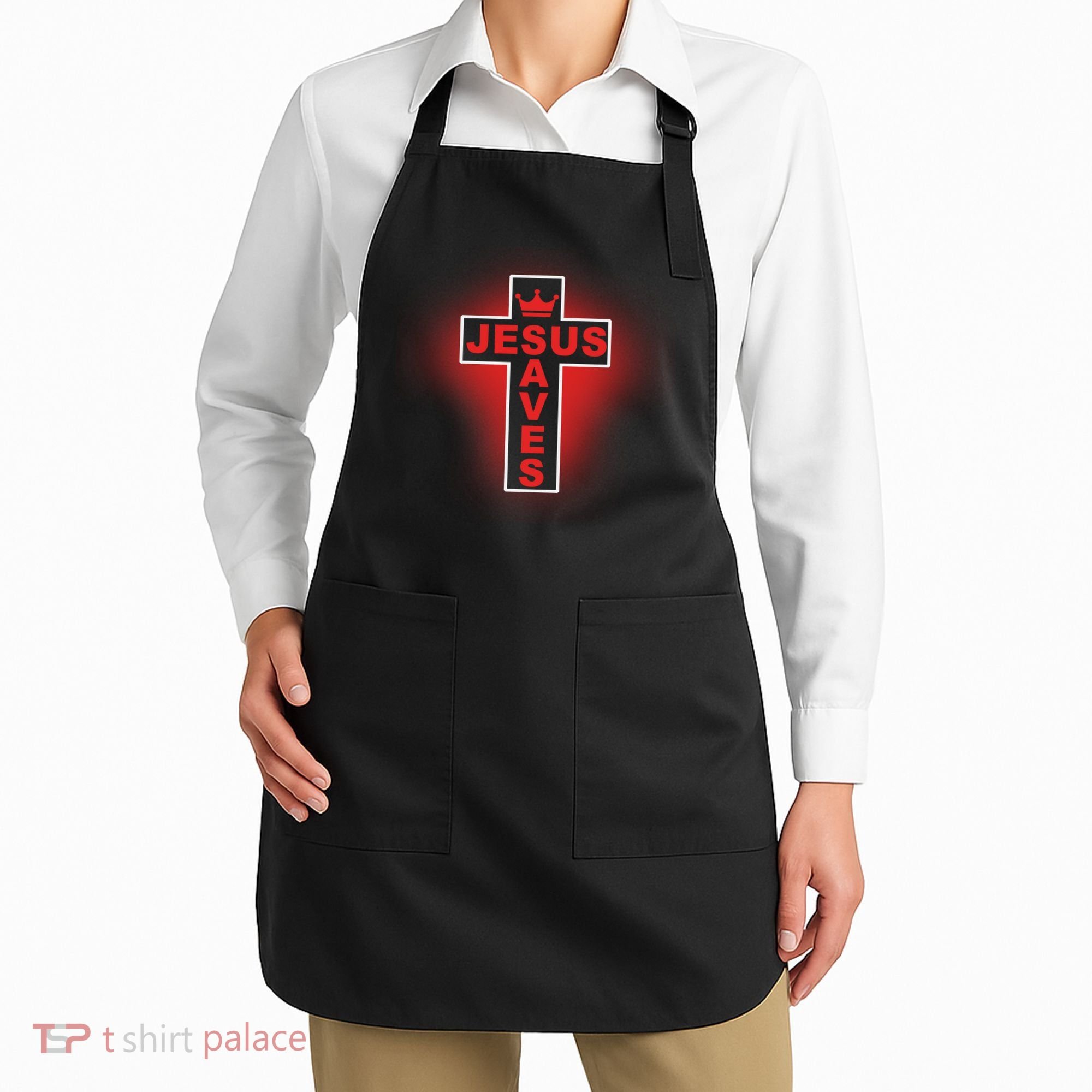 Jesus Saves Christian Faith Cross Apron