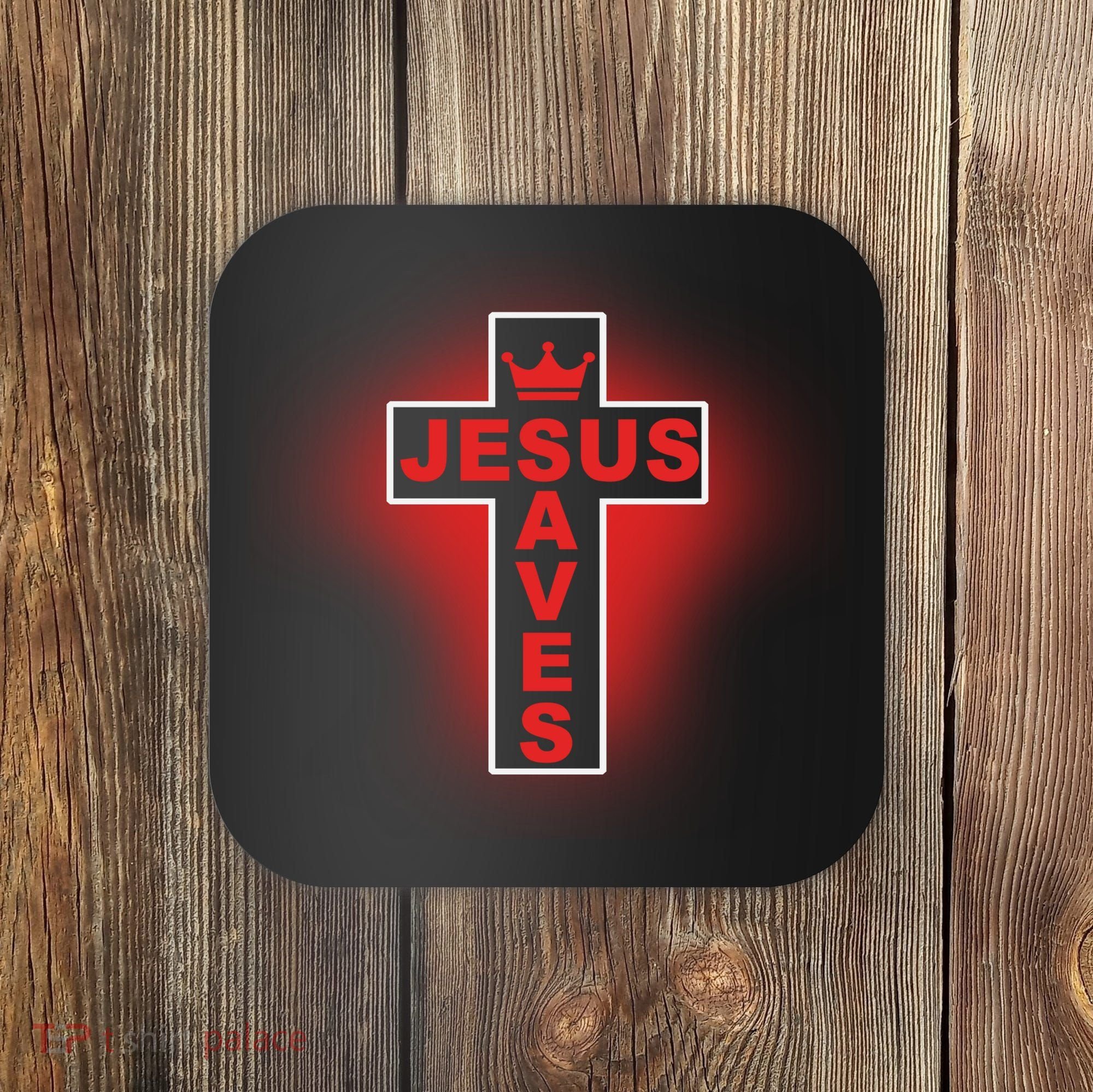 Jesus Saves Christian Faith Cross Coaster