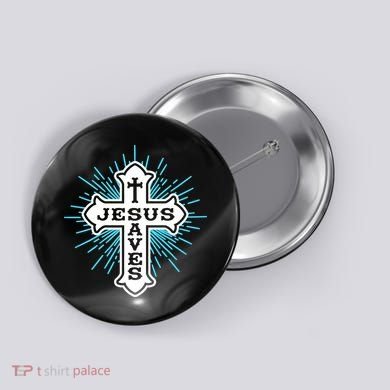 Jesus Saves Cross Button