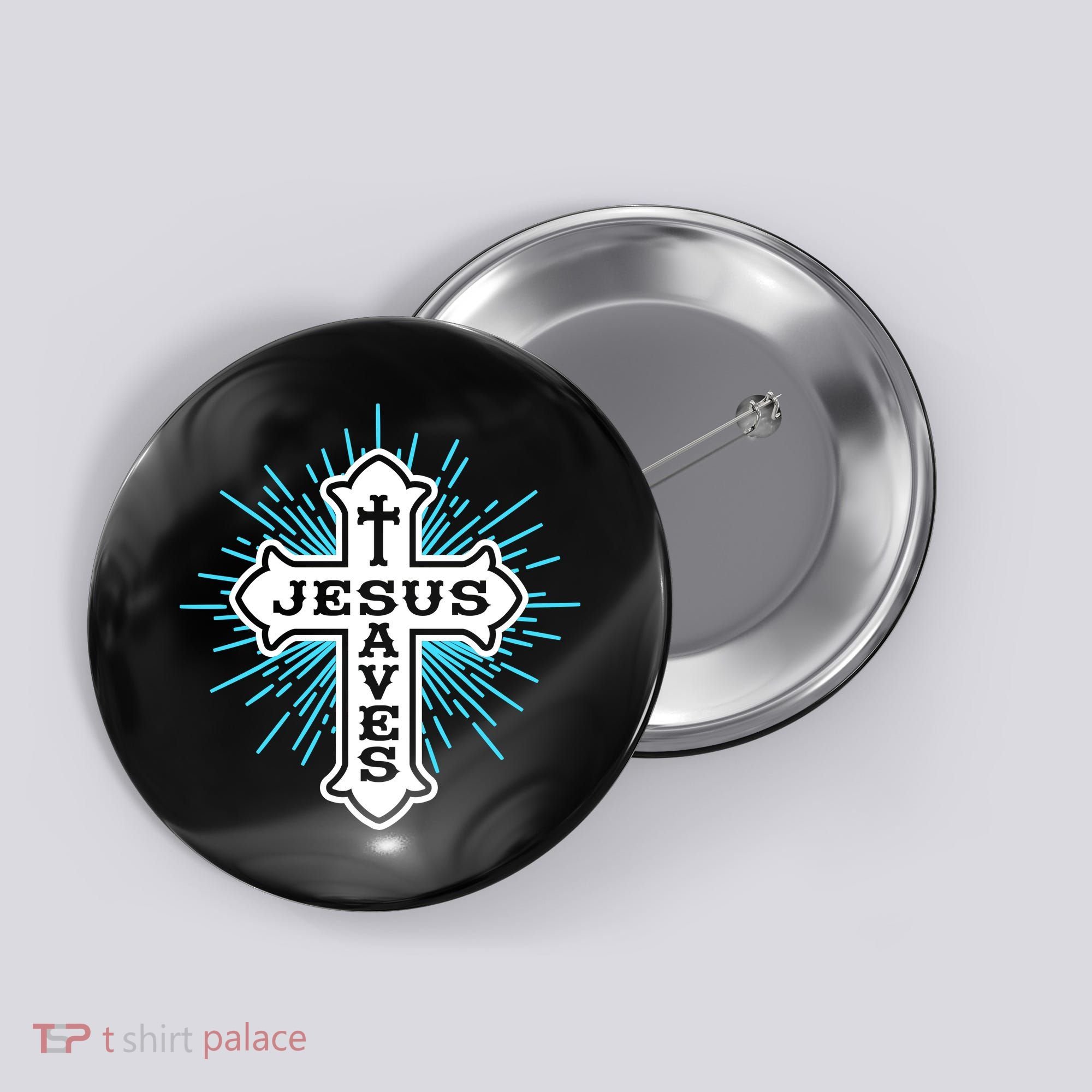 Jesus Saves Cross Button