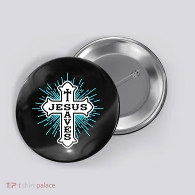 Jesus Saves Cross Button