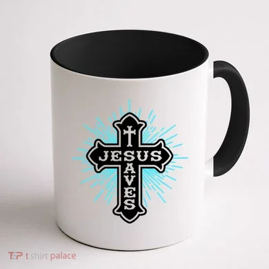 Jesus Saves Cross Coffee Mug back