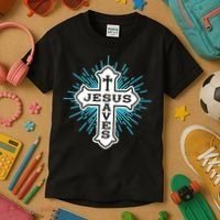 Jesus Saves Cross Kids T-Shirt thumb 3
