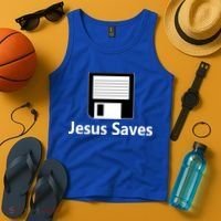 Jesus Saves Floppy Disk Tank Top thumb 4
