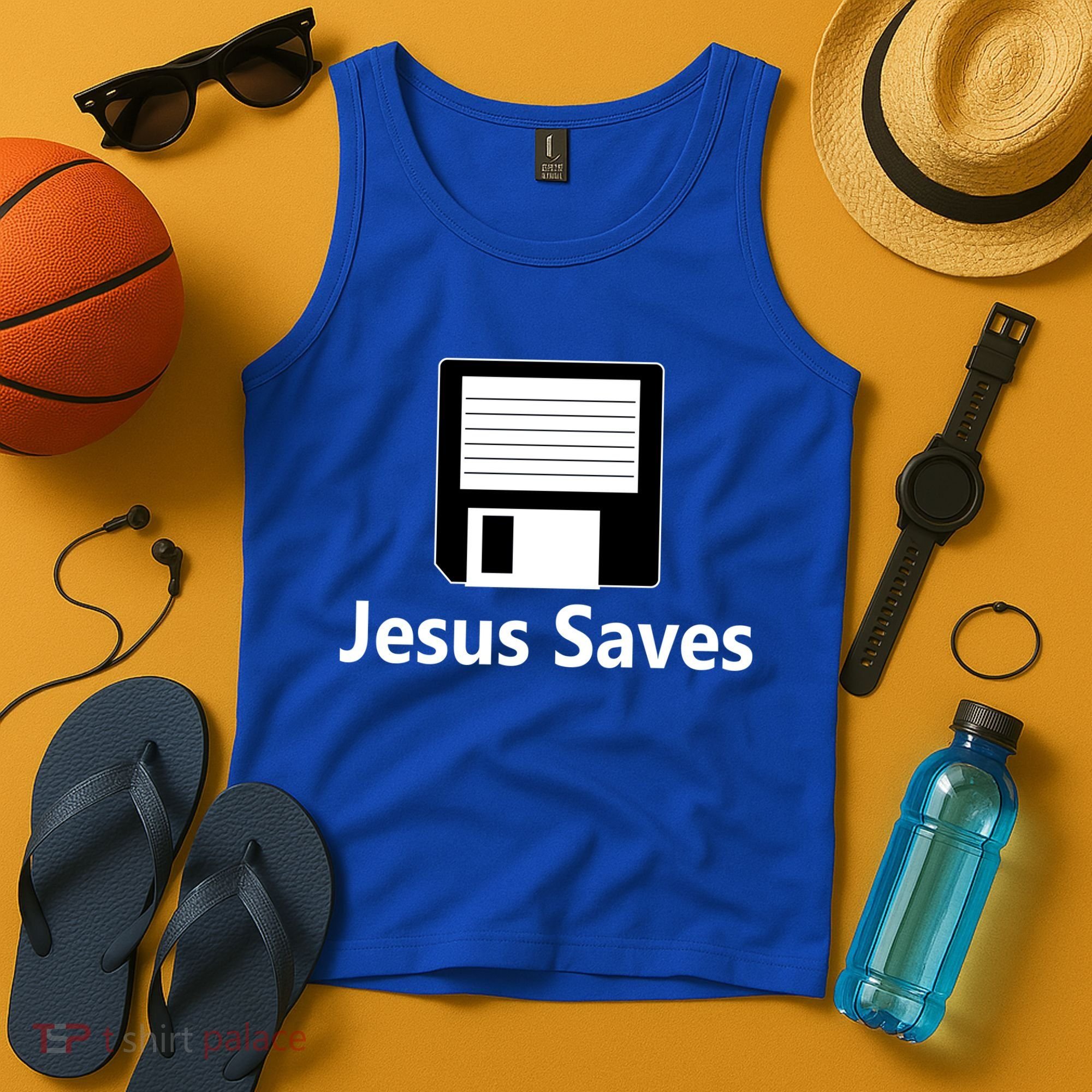 Jesus Saves Floppy Disk Tank Top