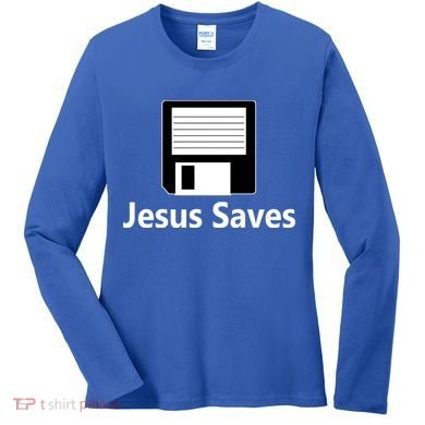 Jesus Saves Floppy Disk Women's Long Sleeve Shirt