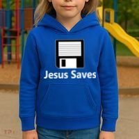 Jesus Saves Floppy Disk Kids Hoodie thumb 3
