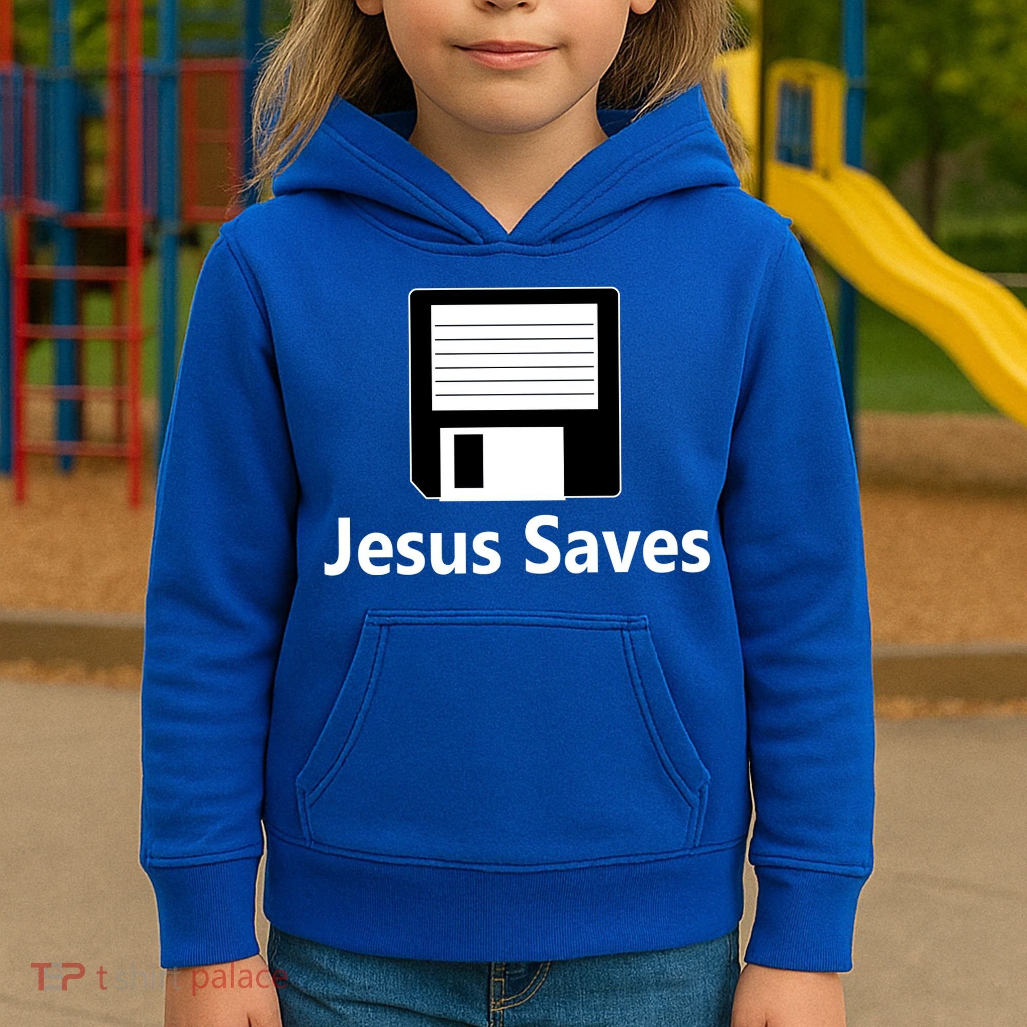 Jesus Saves Floppy Disk Kids Hoodie