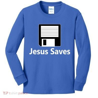 Jesus Saves Floppy Disk Kids Long Sleeve Shirt
