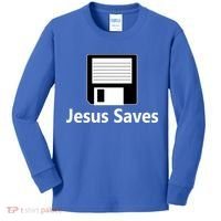 Jesus Saves Floppy Disk Kids Long Sleeve Shirt thumb 0