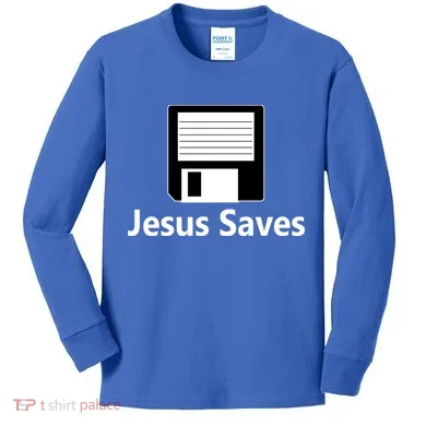 Jesus Saves Floppy Disk Kids Long Sleeve Shirt