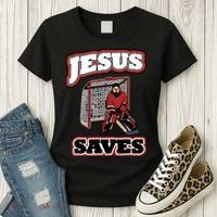 Jesus Saves Hockey Goalie Women's T-Shirt thumb 3