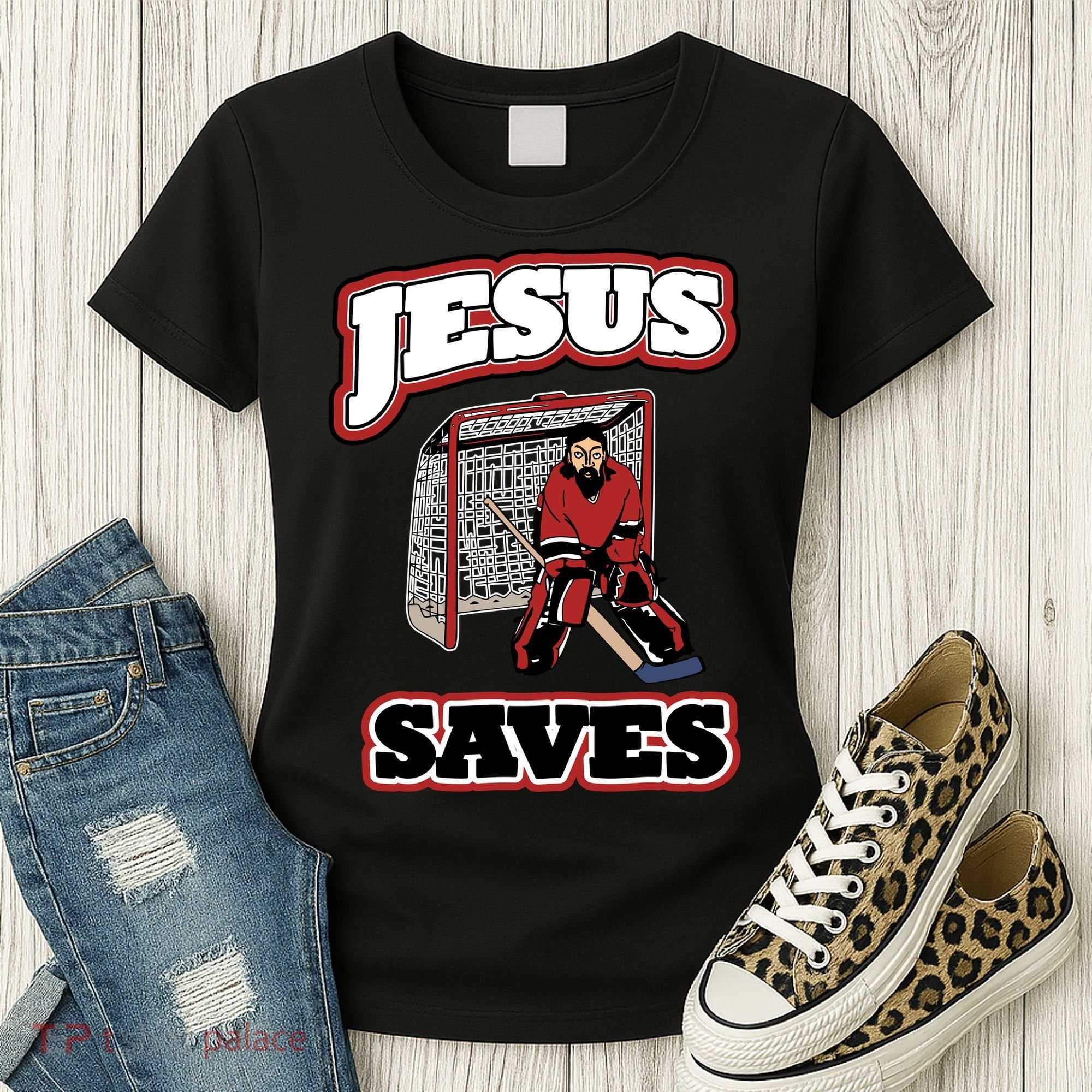 Jesus Saves Hockey Goalie Women's T-Shirt
