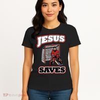 Jesus Saves Hockey Goalie Women's T-Shirt thumb 4