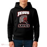 Jesus Saves Hockey Goalie Kids Hoodie thumb 4