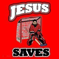 Jesus Saves Hockey Goalie Santa Hat thumb 1