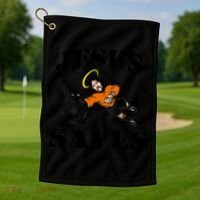 Jesus Saves Soccer Goalie Golf Towel thumb 1