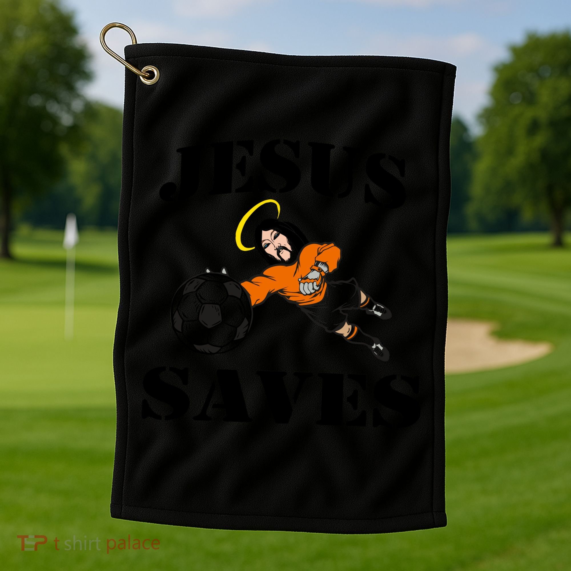 Jesus Saves Soccer Goalie Golf Towel