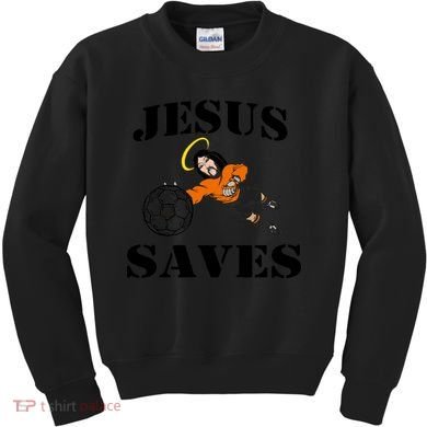 Jesus Saves Soccer Goalie Kids Sweatshirt