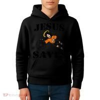 Jesus Saves Soccer Goalie Kids Hoodie thumb 4