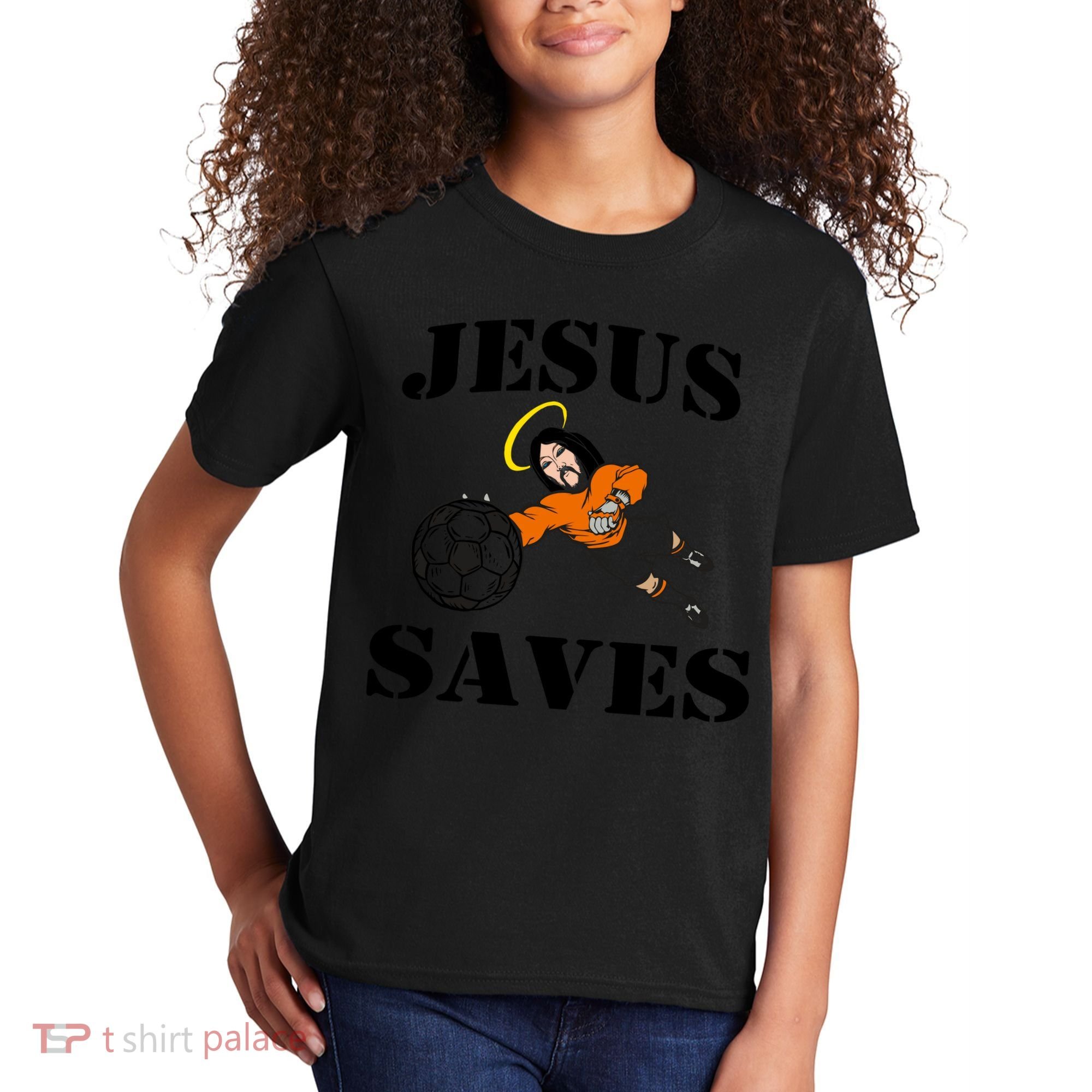Jesus Saves Soccer Goalie Kids T-Shirt