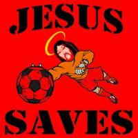 Jesus Saves Soccer Goalie Santa Hat thumb 1