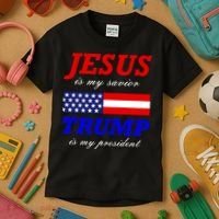 Jesus Savior Trump President Kids T-Shirt thumb 3