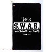 Jesus SWAG Serve Worship And Glorify John 3:16 Golf Towel thumb 0
