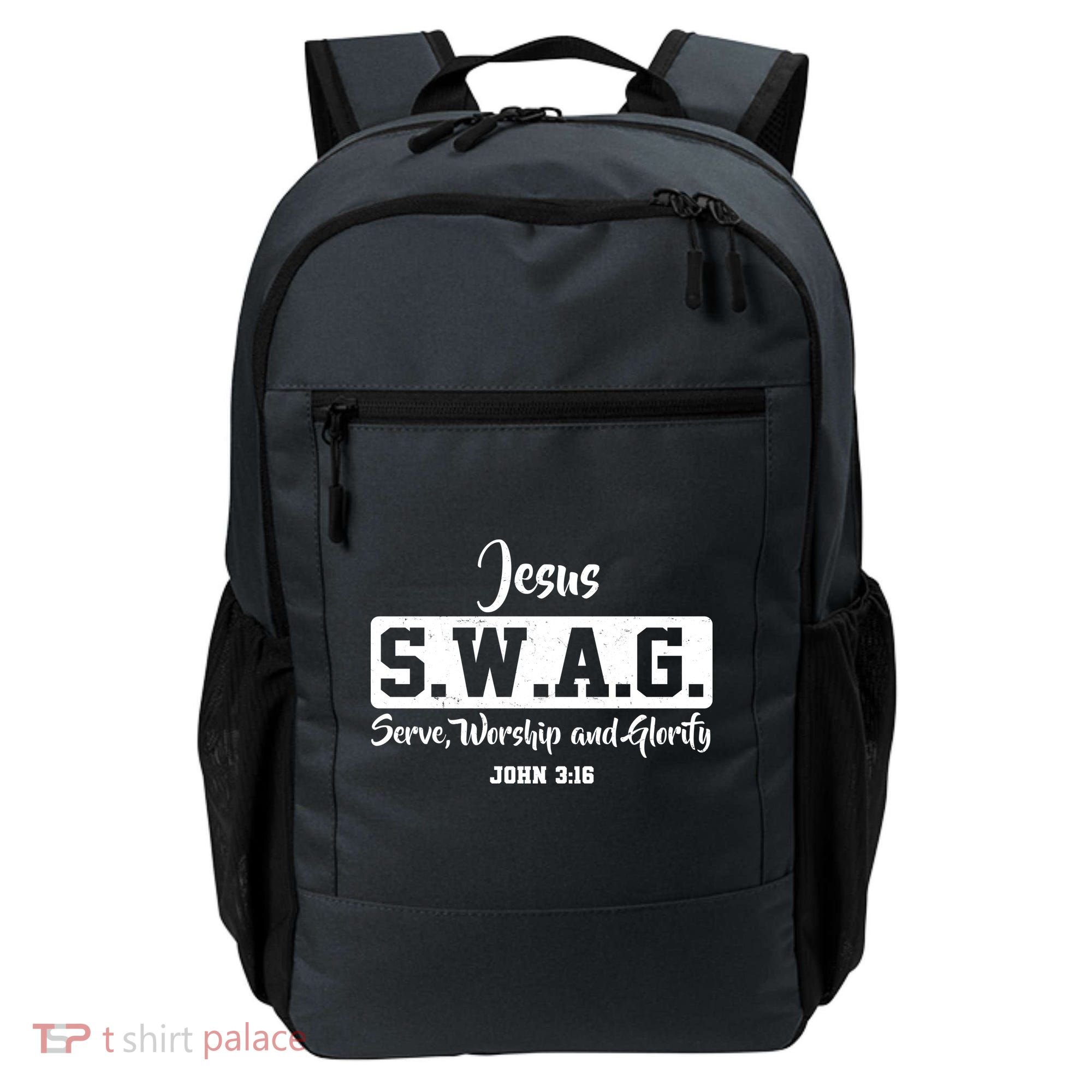 Jesus SWAG Serve Worship And Glorify John 3:16 Backpack