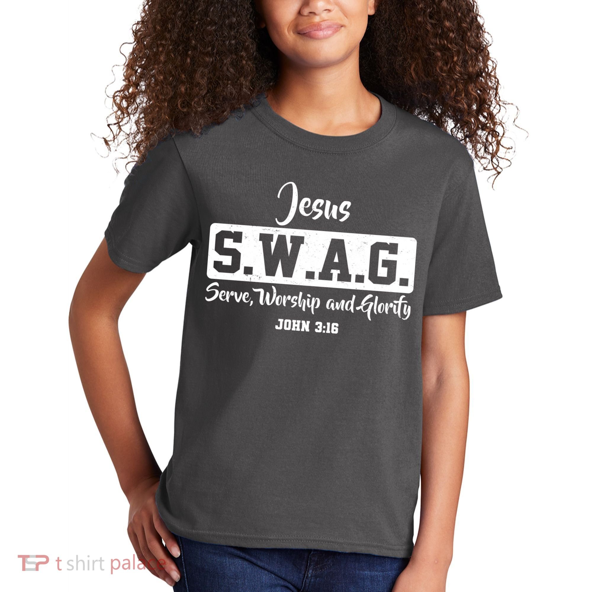 Jesus SWAG Serve Worship And Glorify John 3:16 Kids T-Shirt
