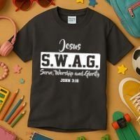 Jesus SWAG Serve Worship And Glorify John 3:16 Kids T-Shirt thumb 3