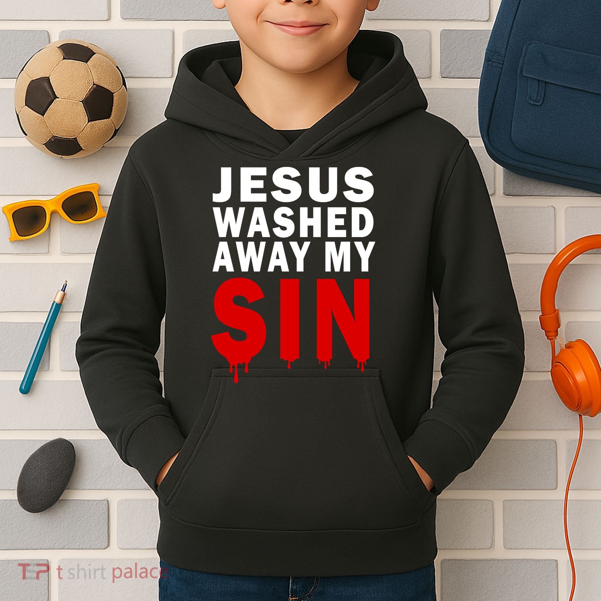 Jesus Washed Away My Sin Kids Hoodie