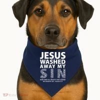 Jesus Washed Away My Sin Catholic USA-Made Doggie Bandana thumb 1