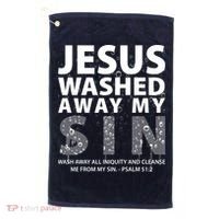 Jesus Washed Away My Sin Catholic Golf Towel thumb 0
