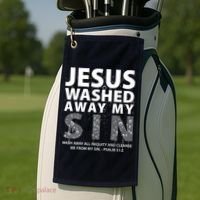 Jesus Washed Away My Sin Catholic Golf Towel thumb 2