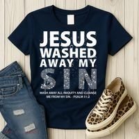 Jesus Washed Away My Sin Catholic Women's T-Shirt thumb 3