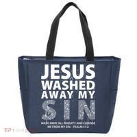 Jesus Washed Away My Sin Catholic Tote Bag thumb 0