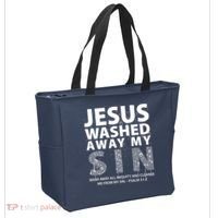 Jesus Washed Away My Sin Catholic Tote Bag thumb 2